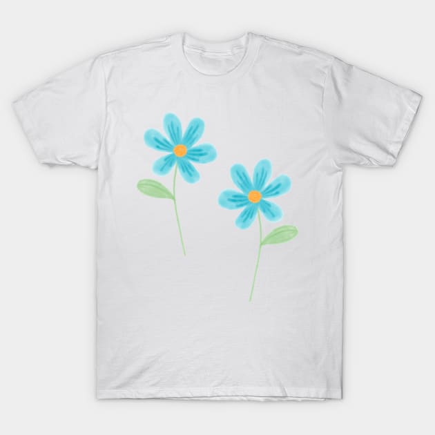 Pastel Blue Flowers T-Shirt by Trippycollage